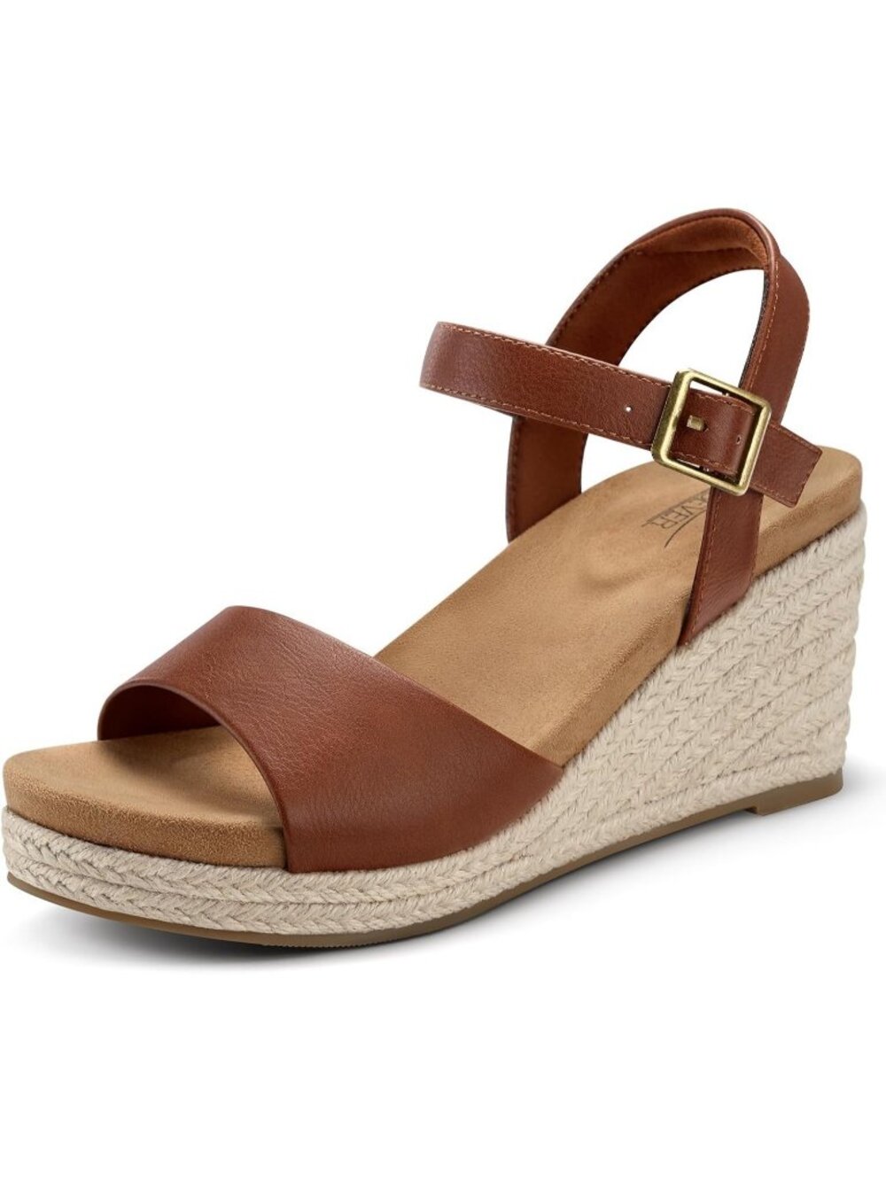 Women's Dark Brown Comfortable Adjustable Ankle Strap with Buckle Heel Sandals